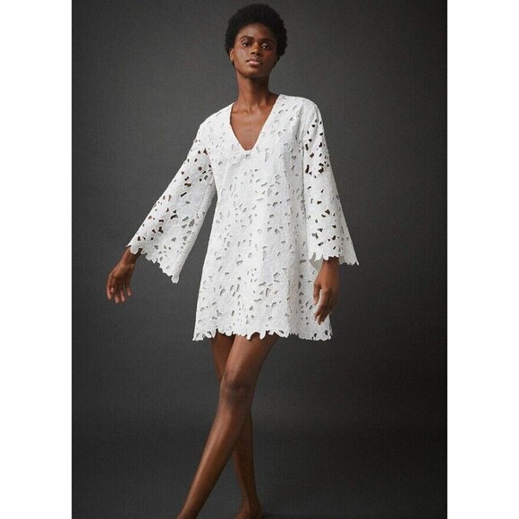 NWT. Cara Cara scalloped floral eyelet white dress Sz XS - Picture 2 of 10